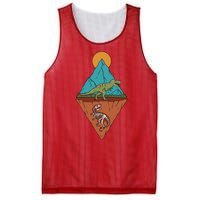 A Dinosaur And A Skeleton In A Mountainous Landscape Nature Dinosaur Skeleton Mesh Reversible Basketball Jersey Tank