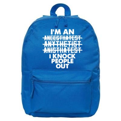 Anesthesia Doctor Anesthesiologist Knock People Out Gift Great Gift 16 in Basic Backpack