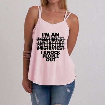 Anesthesia Doctor Anesthesiologist Knock People Out Gift Great Gift Women's Strappy Tank