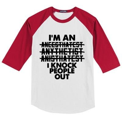 Anesthesia Doctor Anesthesiologist Knock People Out Gift Great Gift Kids Colorblock Raglan Jersey