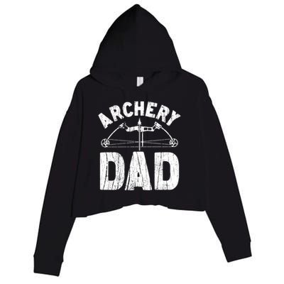 Archery Dad Archer Fathers Day Vintage Funny Gift Bow And Arrow Gift Crop Fleece Hoodie