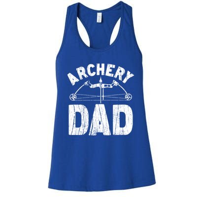 Archery Dad Archer Fathers Day Vintage Funny Gift Bow And Arrow Gift Women's Racerback Tank