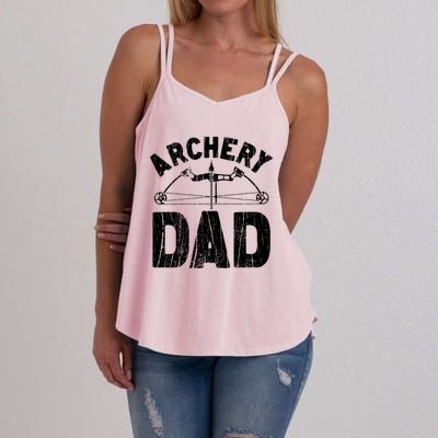 Archery Dad Archer Fathers Day Vintage Funny Gift Bow And Arrow Gift Women's Strappy Tank