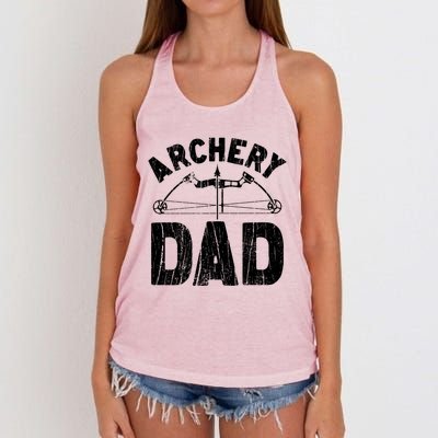 Archery Dad Archer Fathers Day Vintage Funny Gift Bow And Arrow Gift Women's Knotted Racerback Tank