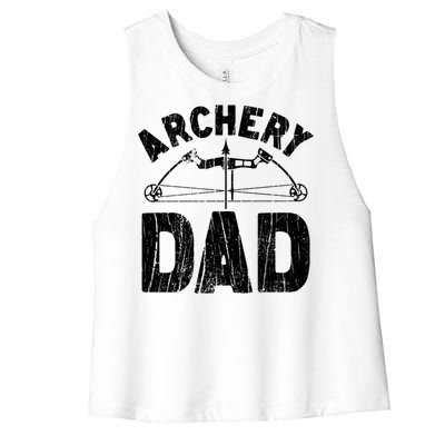 Archery Dad Archer Fathers Day Vintage Funny Gift Bow And Arrow Gift Women's Racerback Cropped Tank