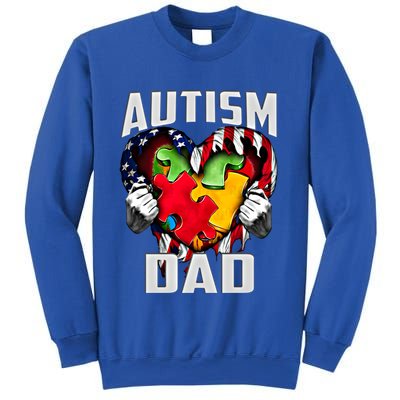Autism Dad Awareness Love Heart Usa Flag Puzzle Piece Father Cute Gift Sweatshirt