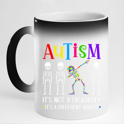 Autism Different Ability Autistic Dabbing Skeleton Meaningful Gift 11oz Black Color Changing Mug