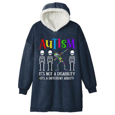 Autism Different Ability Autistic Dabbing Skeleton Meaningful Gift Hooded Wearable Blanket