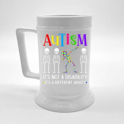 Autism Different Ability Autistic Dabbing Skeleton Meaningful Gift Beer Stein