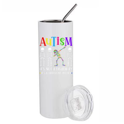 Autism Different Ability Autistic Dabbing Skeleton Meaningful Gift Stainless Steel Tumbler