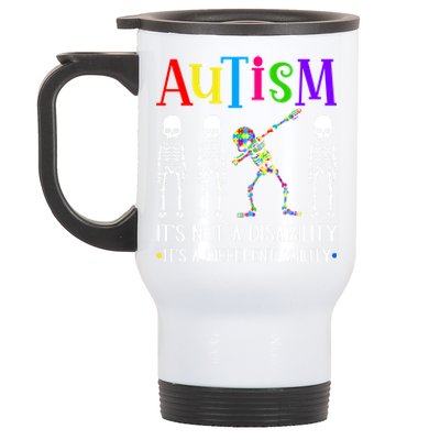 Autism Different Ability Autistic Dabbing Skeleton Meaningful Gift Stainless Steel Travel Mug