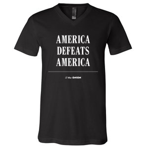 America Defeats America V-Neck T-Shirt