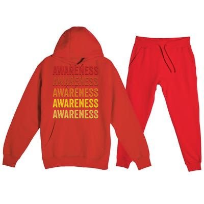 Awareness Definition Awareness Meaningful Gift Premium Hooded Sweatsuit Set