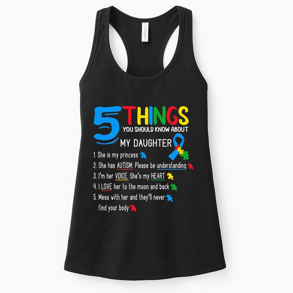 Autistic Daughter Autism Awareness Support Mom Dad Parents Womens Tank Top