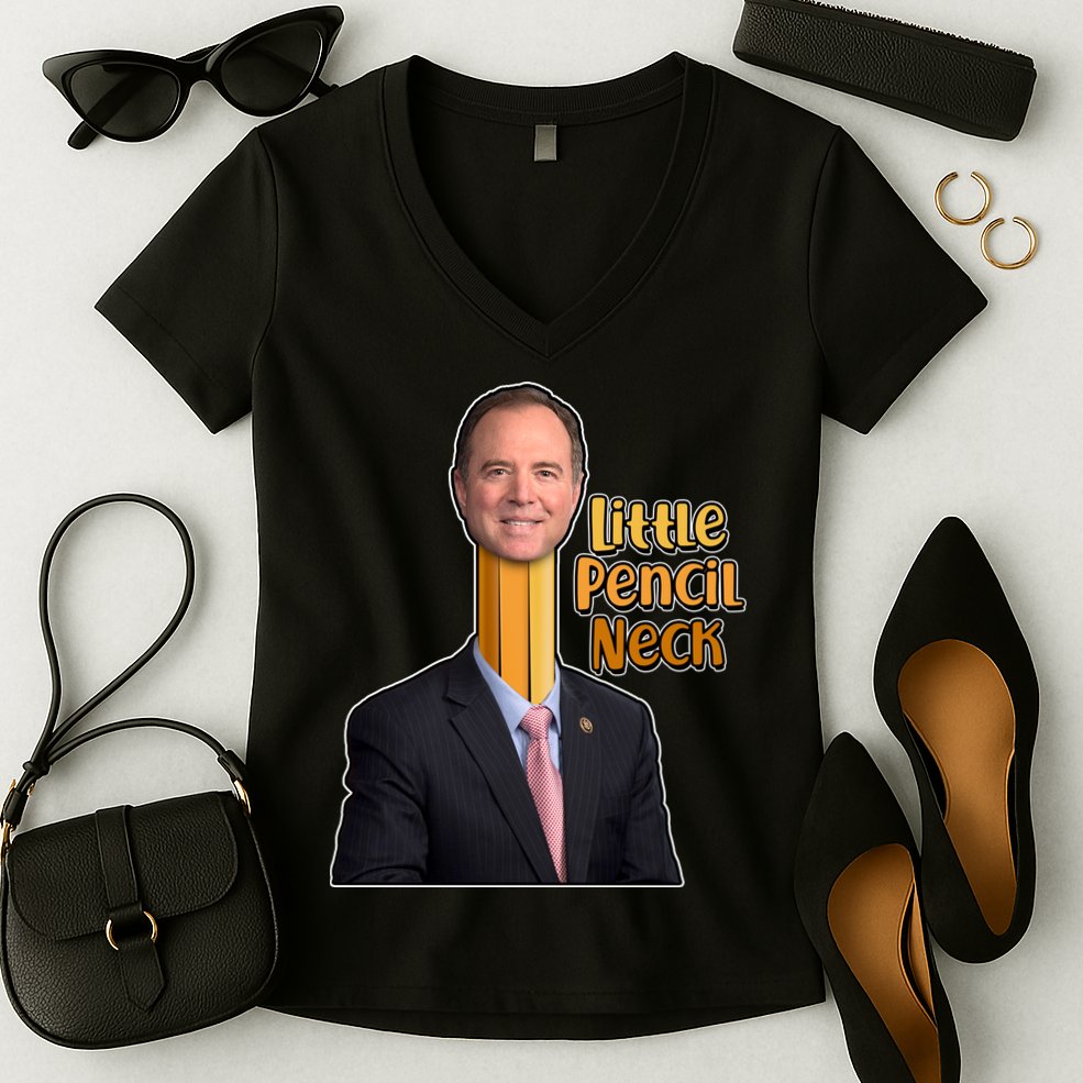 Adam Schiff Little Pencil Neck Women's V-Neck T-Shirt