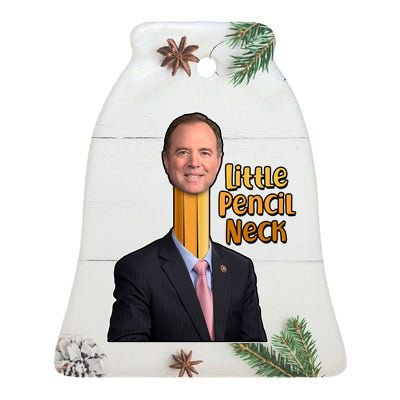 Adam Schiff Little Pencil Neck Ceramic Bell Ornament