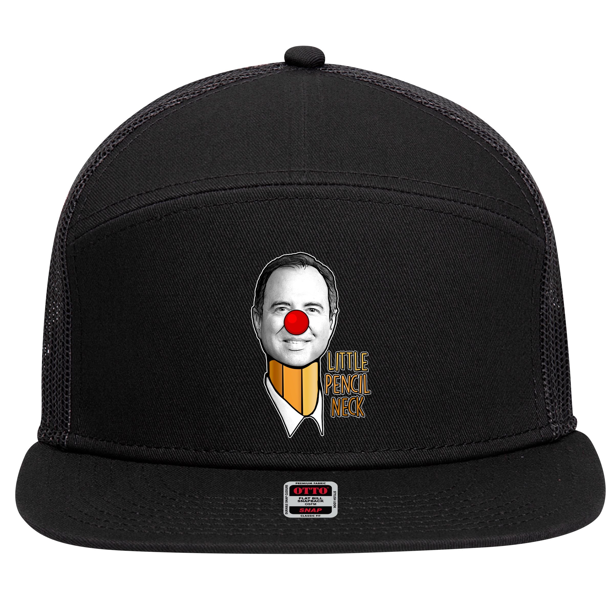 Adam Schiff Little Pencil Neck Funny Trump 7 Panel Mesh Trucker Snapback Hat