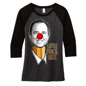 Adam Schiff Little Pencil Neck Funny Trump Women's Tri-Blend 3/4-Sleeve Raglan Shirt