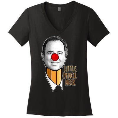 Adam Schiff Little Pencil Neck Funny Trump Women's V-Neck T-Shirt