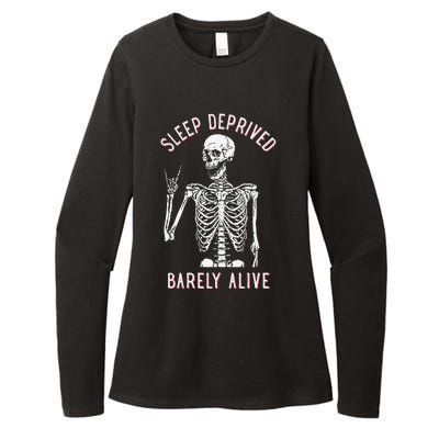 Alsleep Deprived Barely Ive Funny Skeleton Halloween Womens CVC Long Sleeve Shirt