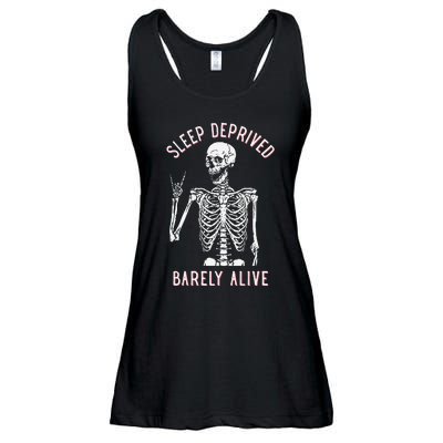 Alsleep Deprived Barely Ive Funny Skeleton Halloween Ladies Essential Flowy Tank