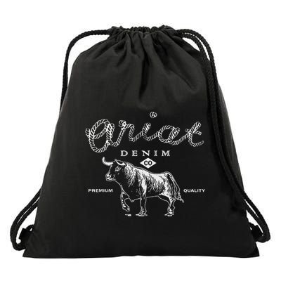 A.R.I.A.T Denim Bull Premium Quality Co Western Flair Drawstring Bag