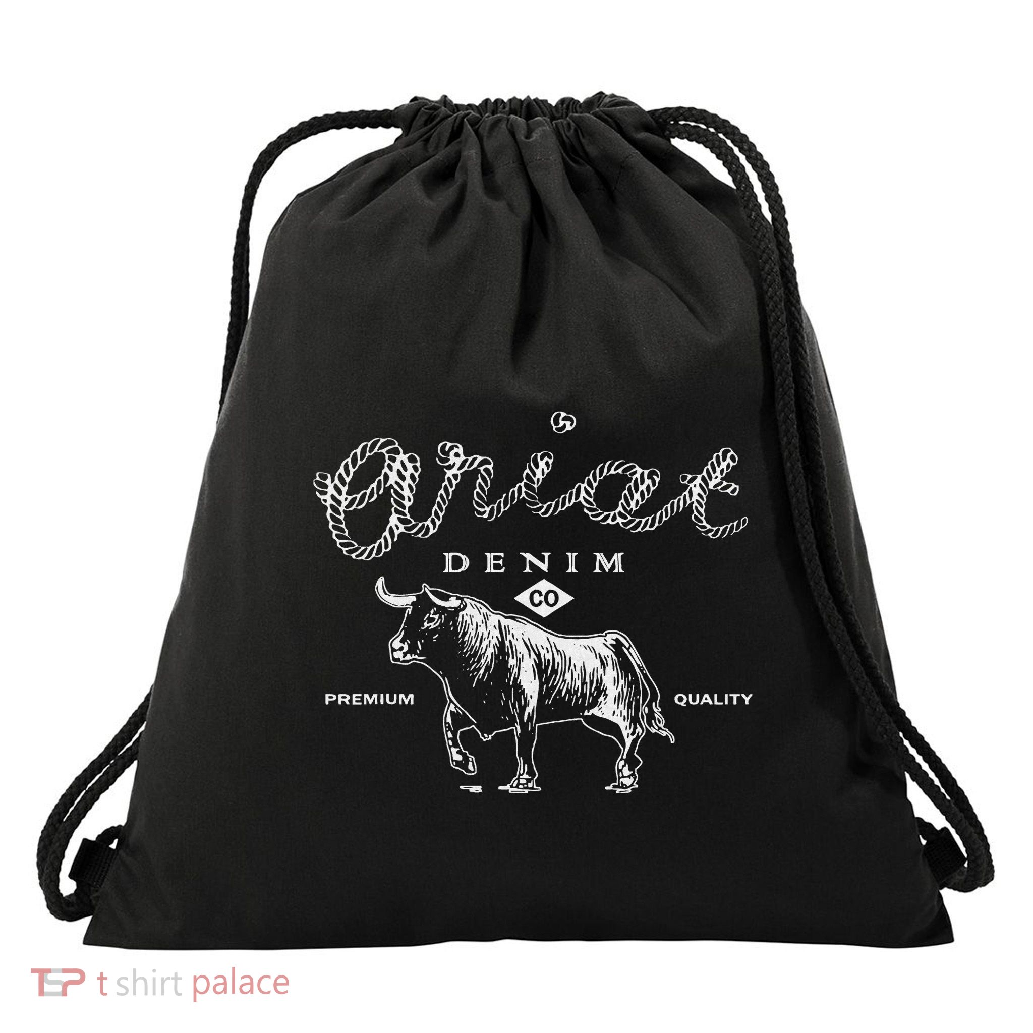 A.R.I.A.T Denim Bull Premium Quality Co Western Flair Drawstring Bag