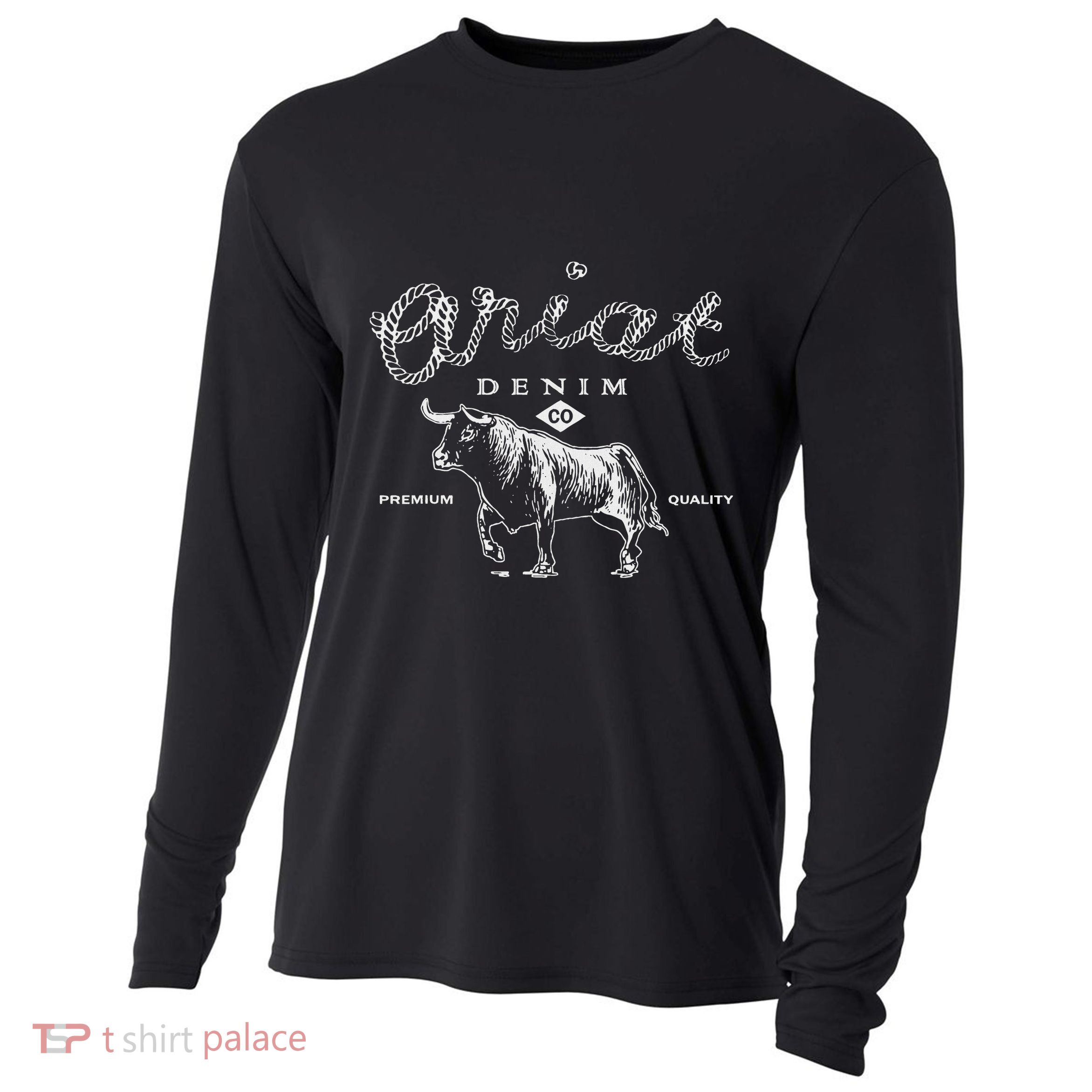 A.R.I.A.T Denim Bull Premium Quality Co Western Flair Cooling Performance Long Sleeve Crew