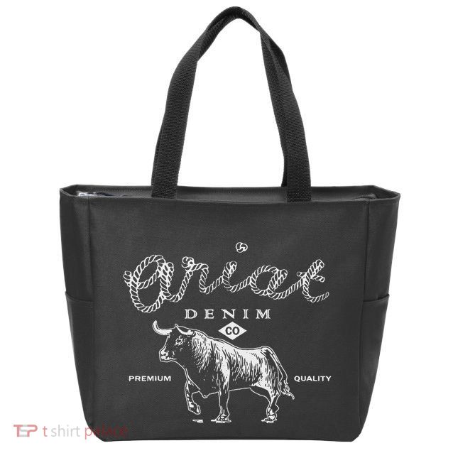 A.R.I.A.T Denim Bull Premium Quality Co Western Flair Zip Tote Bag