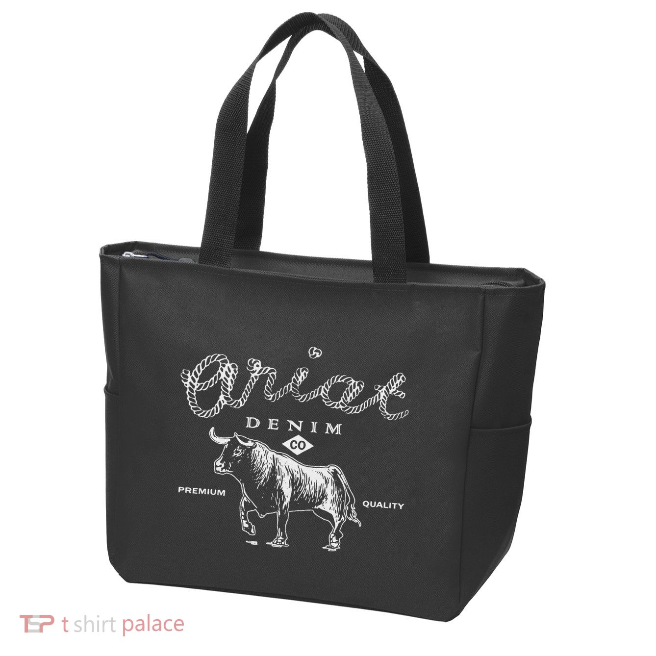A.R.I.A.T Denim Bull Premium Quality Co Western Flair Zip Tote Bag