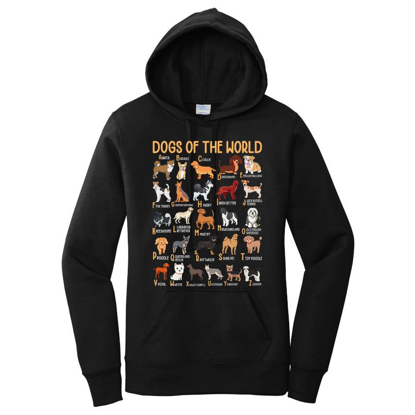 Alphabet Dog Breeds Various Kawaii Cartoon Dogs Dog Women's Pullover Hoodie