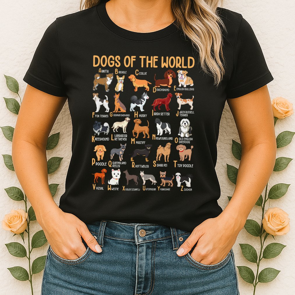 Alphabet Dog Breeds Various Kawaii Cartoon Dogs Dog Womens T-Shirt