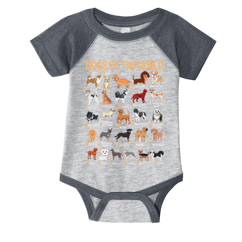 Alphabet Dog Breeds Various Kawaii Cartoon Dogs Dog Infant Baby Jersey Bodysuit