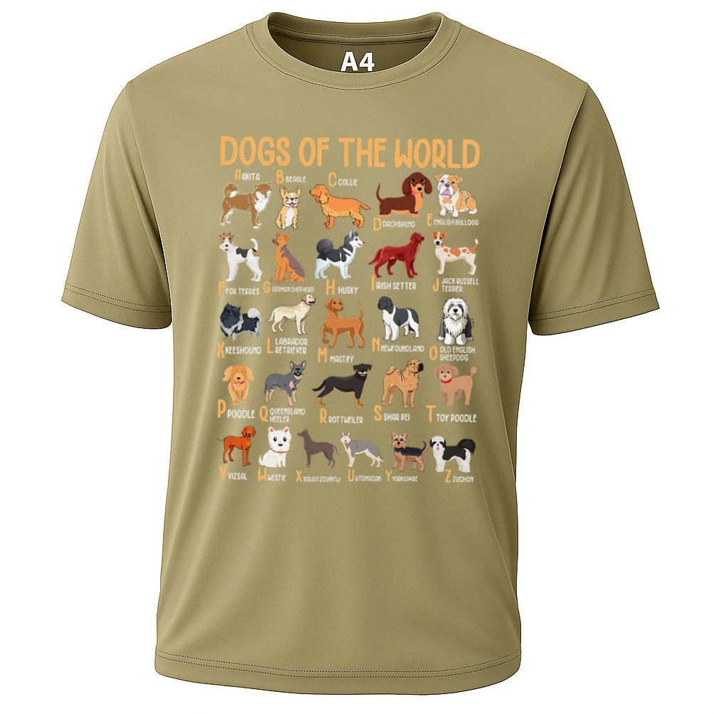 Alphabet Dog Breeds Various Kawaii Cartoon Dogs Dog Cooling Performance Crew T-Shirt