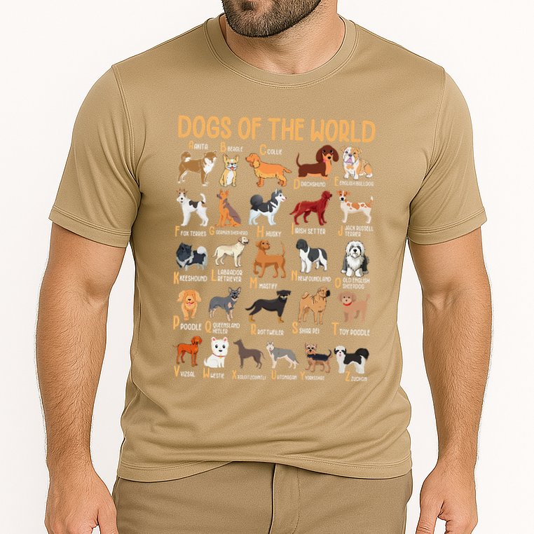 Alphabet Dog Breeds Various Kawaii Cartoon Dogs Dog Cooling Performance Crew T-Shirt