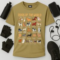 Alphabet Dog Breeds Various Kawaii Cartoon Dogs Dog Cooling Performance Crew T-Shirt