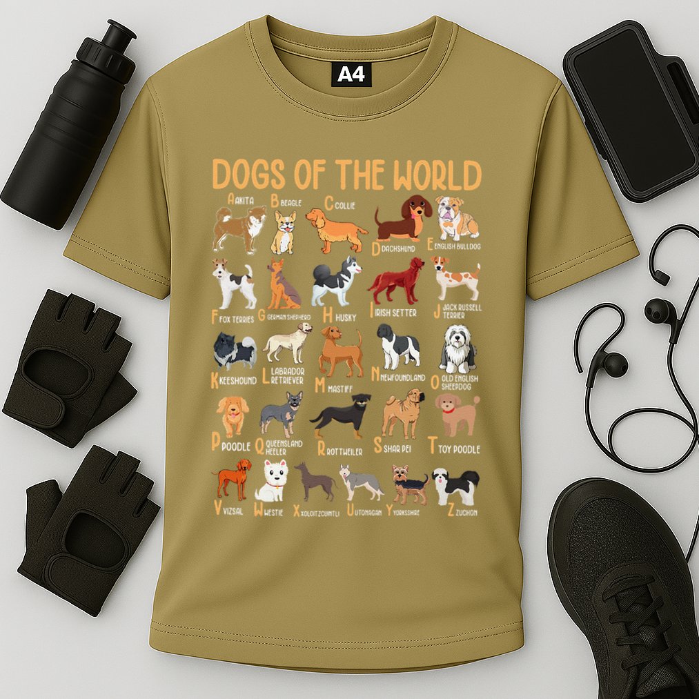 Alphabet Dog Breeds Various Kawaii Cartoon Dogs Dog Cooling Performance Crew T-Shirt