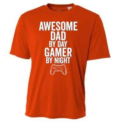 Awesome Dad By Day Gamer By Night Funny Parenting Video Game Cool Gift Cooling Performance Crew T-Shirt