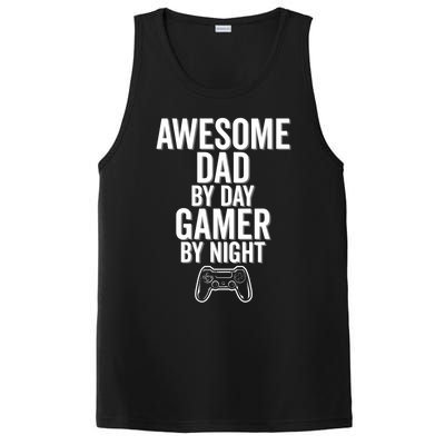 Awesome Dad By Day Gamer By Night Funny Parenting Video Game Cool Gift PosiCharge Competitor Tank