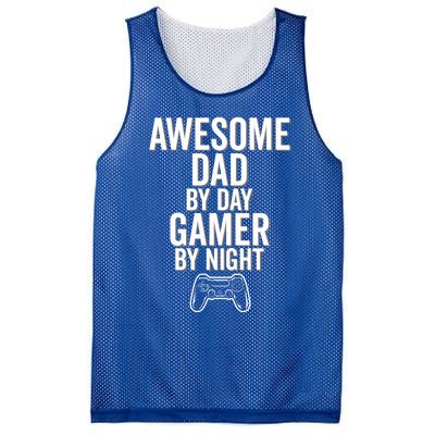 Awesome Dad By Day Gamer By Night Funny Parenting Video Game Cool Gift Mesh Reversible Basketball Jersey Tank