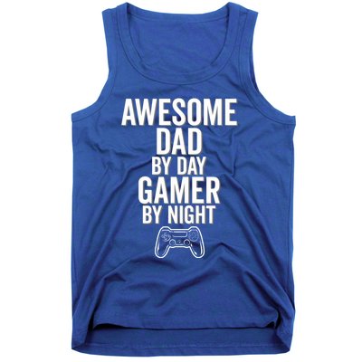 Awesome Dad By Day Gamer By Night Funny Parenting Video Game Cool Gift Tank Top