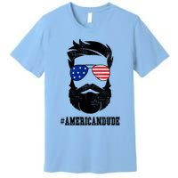 American Dude Bearded Guy Patriotic Retro Vintage Great Gift Premium T-Shirt