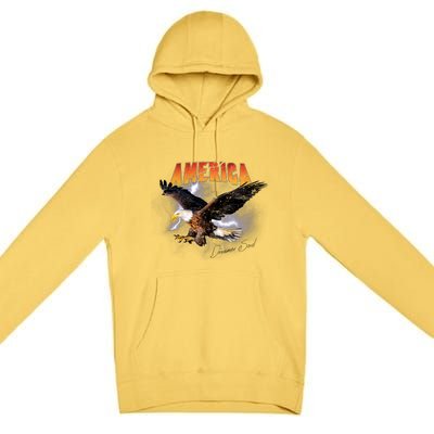 American Dreamer Bald Eagle In Action Premium Pullover Hoodie