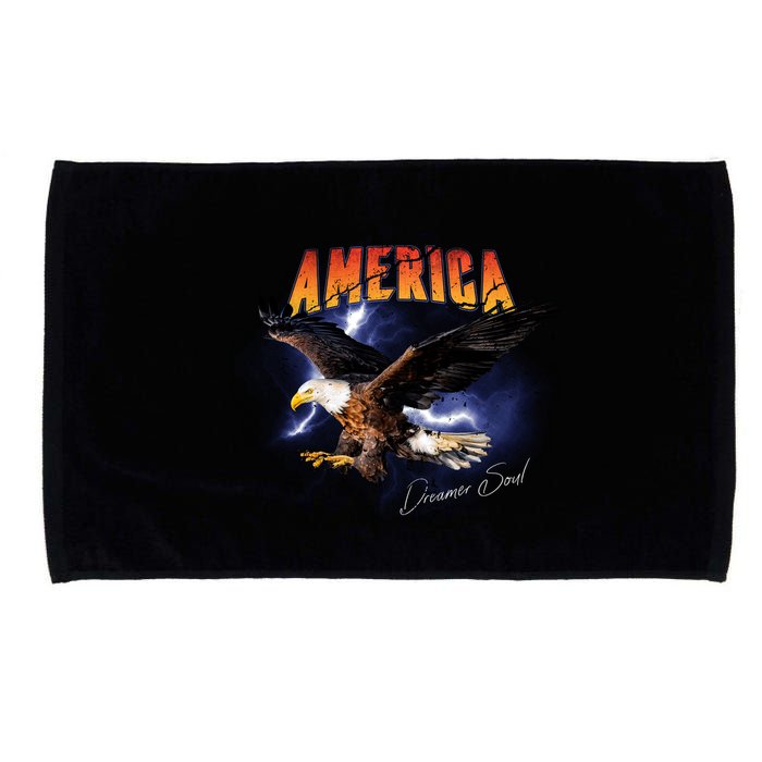 American Dreamer Bald Eagle In Action Microfiber Hand Towel