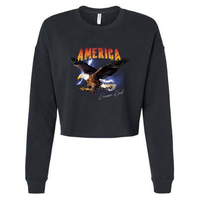American Dreamer Bald Eagle In Action Cropped Pullover Crew