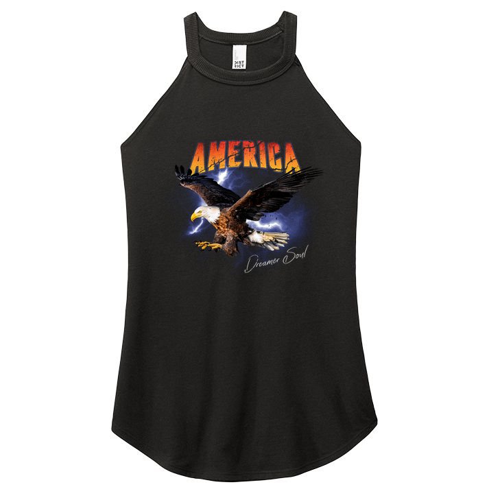 American Dreamer Bald Eagle In Action Women's Perfect Tri Rocker Tank