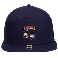 American Dreamer Bald Eagle In Action 7 Panel Mesh Trucker Snapback Hat