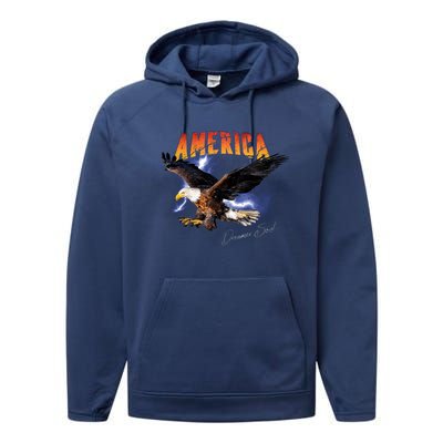 American Dreamer Bald Eagle In Action Performance Fleece Hoodie