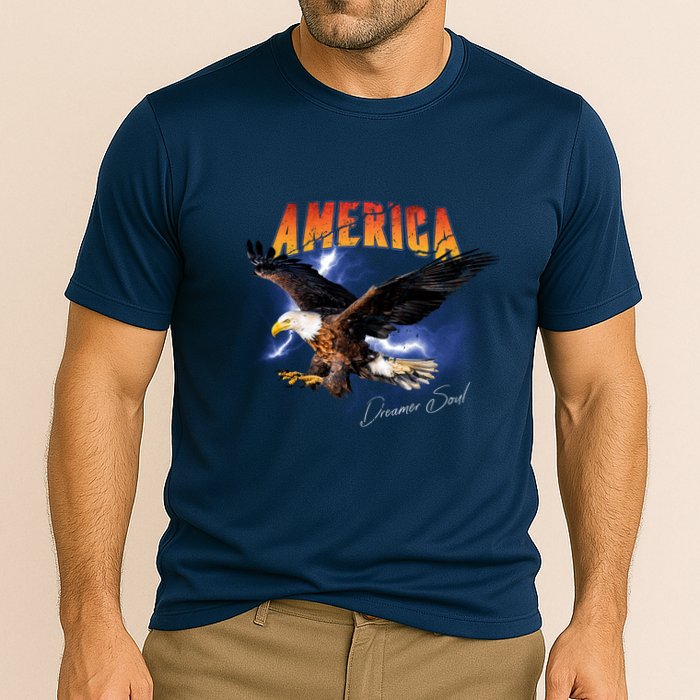 American Dreamer Bald Eagle In Action Performance Shirt