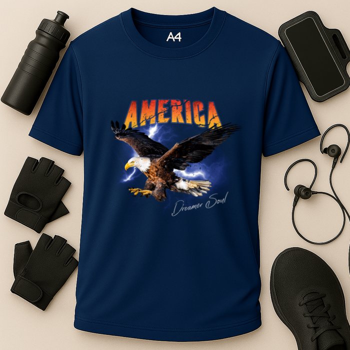 American Dreamer Bald Eagle In Action Performance Shirt